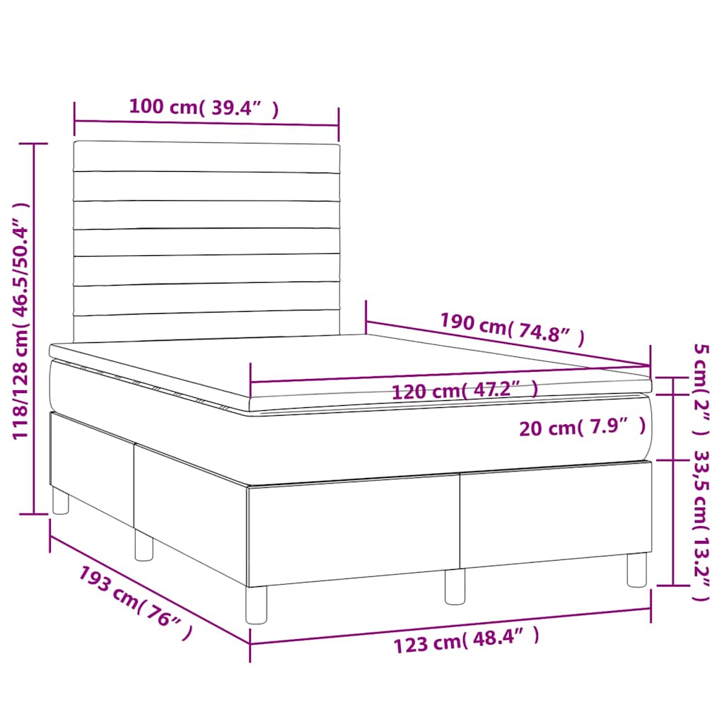 Κρεβάτι Boxspring με Στρώμα Σκούρο Πράσινο 120x190εκ. Βελούδινο
