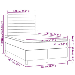 Κρεβάτι Boxspring με Στρώμα Σκούρο Πράσινο 120x190εκ. Βελούδινο
