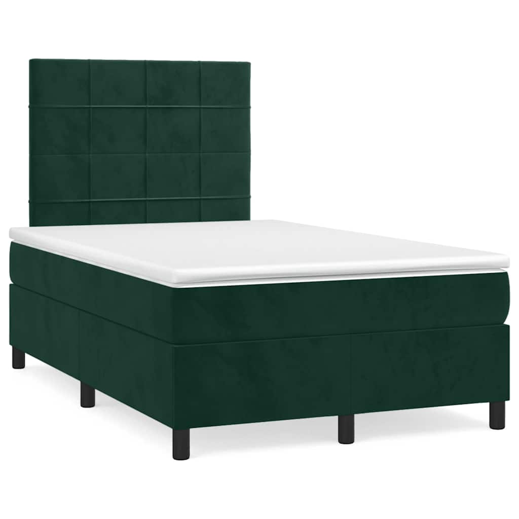 Κρεβάτι Boxspring με Στρώμα Σκούρο Πράσινο 120x190εκ. Βελούδινο