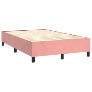 Κρεβάτι Boxspring με Στρώμα Ροζ 120x190 εκ. Βελούδινο