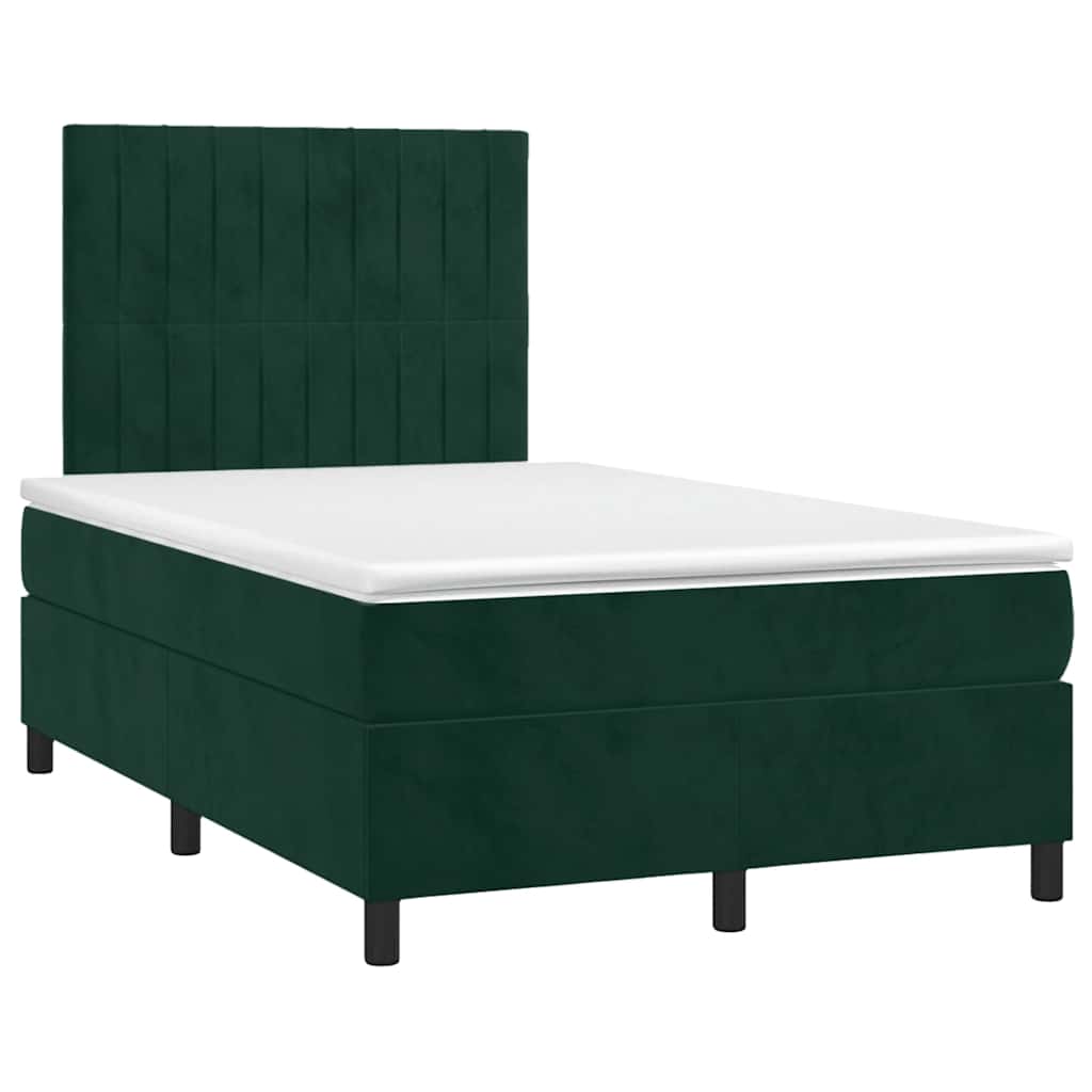 Κρεβάτι Boxspring με Στρώμα Σκούρο Πράσινο 120x190εκ. Βελούδινο