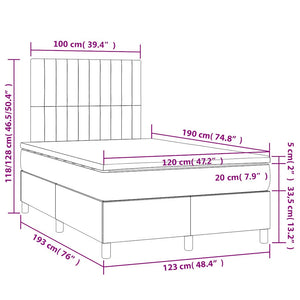 Κρεβάτι Boxspring με Στρώμα Σκούρο Πράσινο 120x190εκ. Βελούδινο