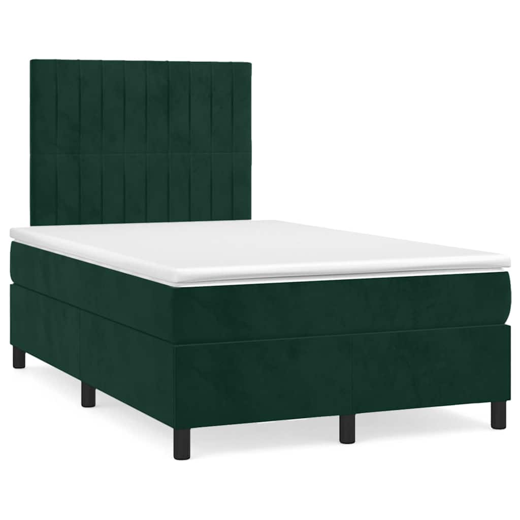 Κρεβάτι Boxspring με Στρώμα Σκούρο Πράσινο 120x190εκ. Βελούδινο