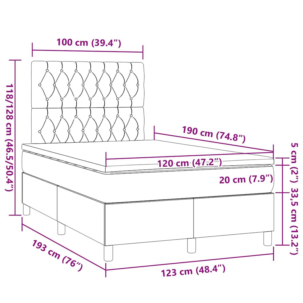 Κρεβάτι Boxspring με Στρώμα Σκούρο Πράσινο 120x190εκ. Βελούδινο