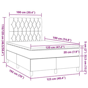 Κρεβάτι Boxspring με Στρώμα Ροζ 120x190 εκ. Βελούδινο