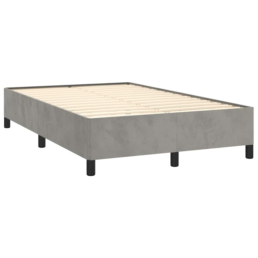 Κρεβάτι Boxspring με Στρώμα Ανοιχτό Γκρι 120x190 εκ. Βελούδινο