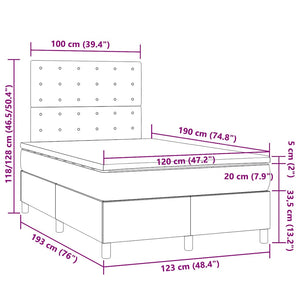 Κρεβάτι Boxspring με Στρώμα Ανοιχτό Γκρι 120x190 εκ. Βελούδινο