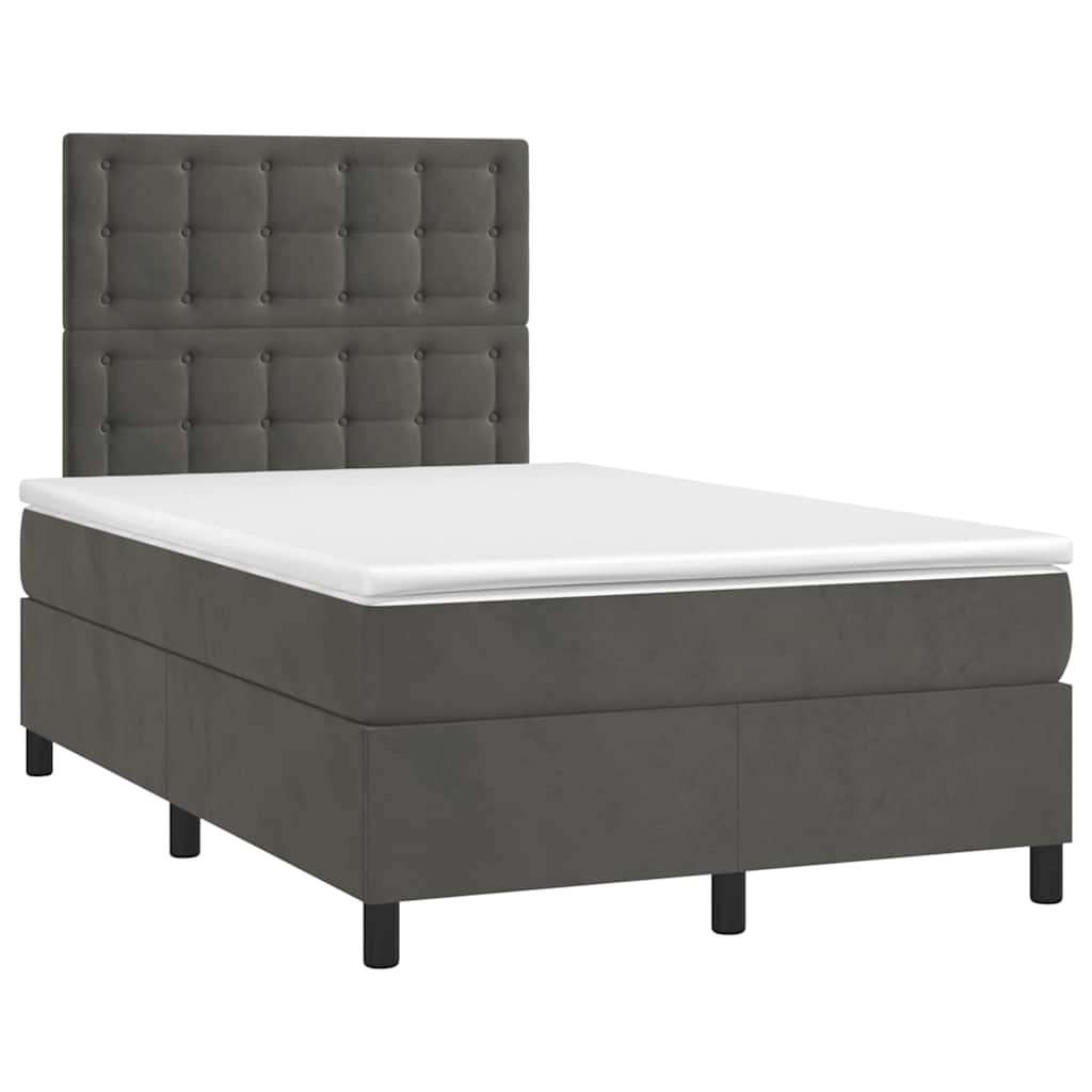 Κρεβάτι Boxspring με Στρώμα Σκούρο Γκρι 120x190 εκ. Βελούδινο