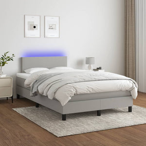 Κρεβάτι Boxspring με Στρώμα & LED Αν.Γκρι 120x190εκ. Υφασμάτινο