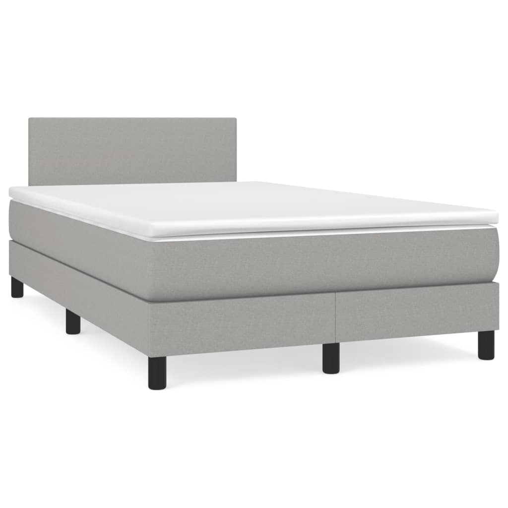 Κρεβάτι Boxspring με Στρώμα & LED Αν.Γκρι 120x190εκ. Υφασμάτινο