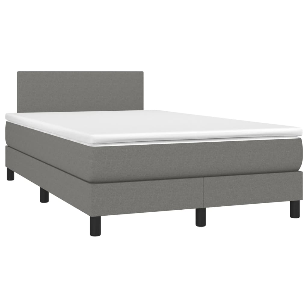 Κρεβάτι Boxspring με Στρώμα & LED Σκ.Γκρι 120x190εκ. Υφασμάτινο - Pakobazaar