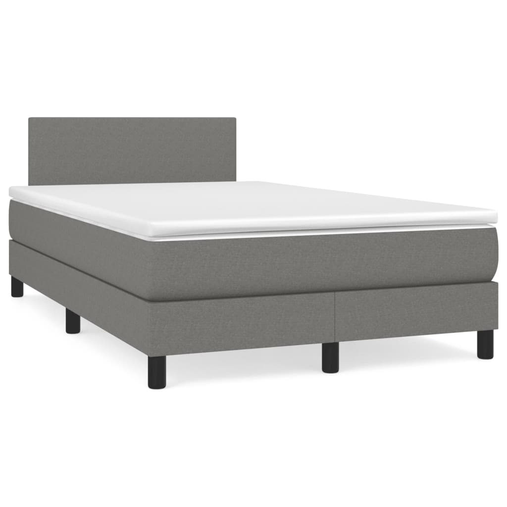 Κρεβάτι Boxspring με Στρώμα & LED Σκ.Γκρι 120x190εκ. Υφασμάτινο - Pakobazaar