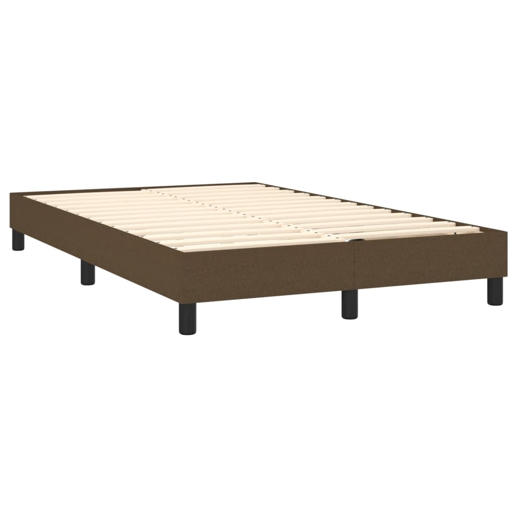 Κρεβάτι Boxspring με Στρώμα & LED Σκ.Καφέ 120x190εκ. Υφασμάτινο