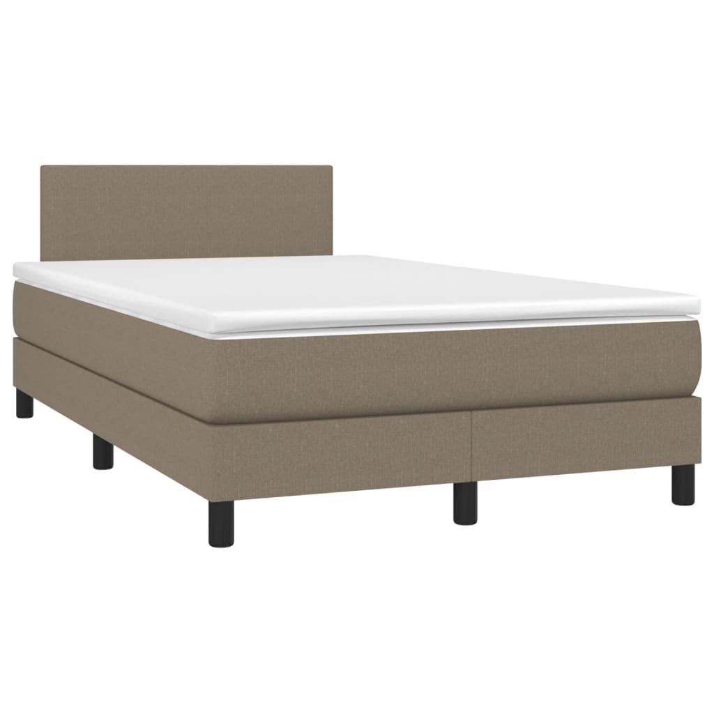 Κρεβάτι Boxspring με Στρώμα & LED Taupe 120x190 εκ. Υφασμάτινο