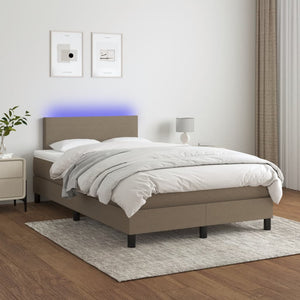 Κρεβάτι Boxspring με Στρώμα & LED Taupe 120x190 εκ. Υφασμάτινο