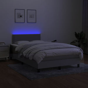Κρεβάτι Boxspring με Στρώμα & LED Αν.Γκρι 120x190εκ. Υφασμάτινο