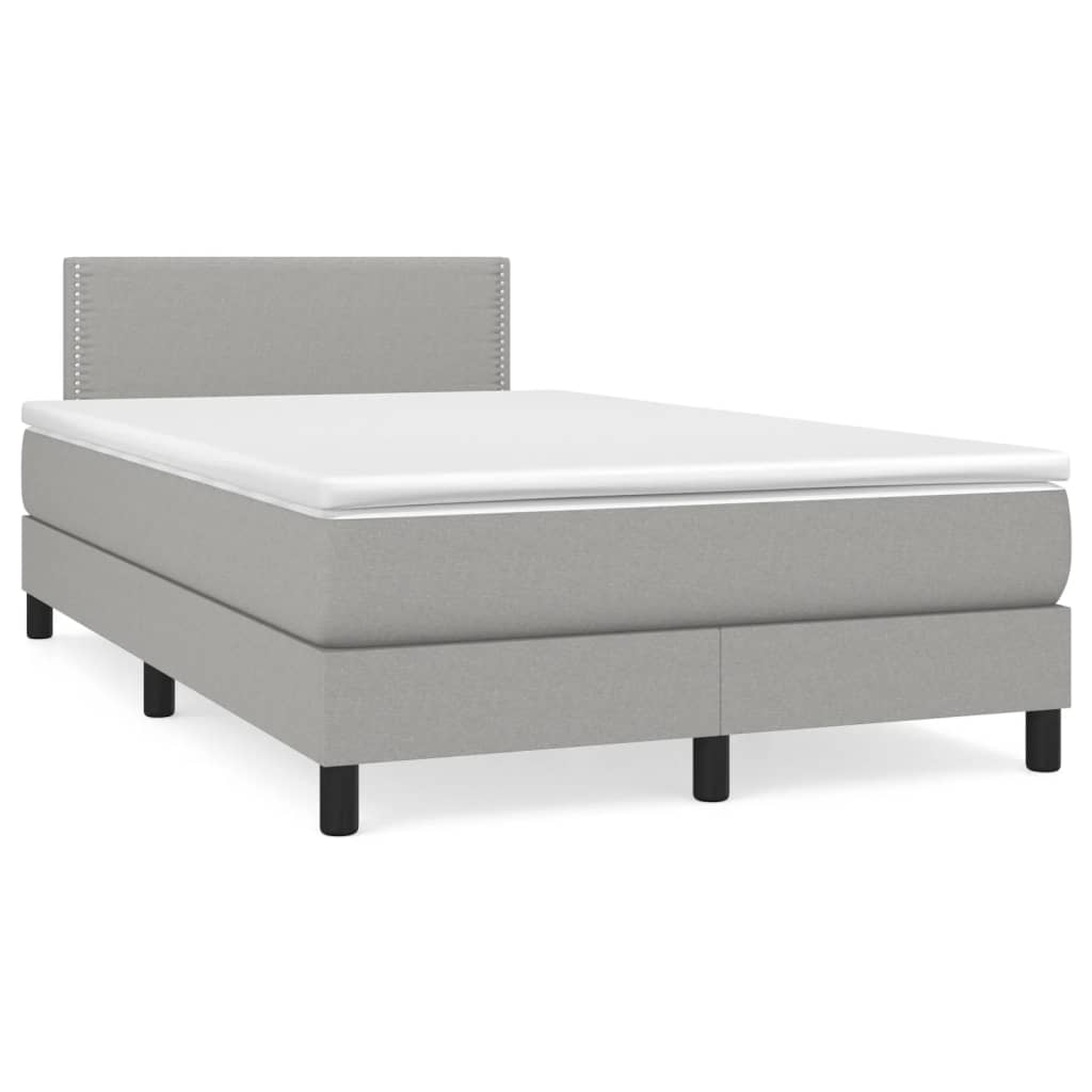 Κρεβάτι Boxspring με Στρώμα & LED Αν.Γκρι 120x190εκ. Υφασμάτινο