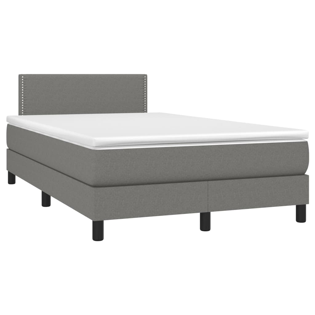 Κρεβάτι Boxspring με Στρώμα & LED Σκ.Γκρι 120x190εκ. Υφασμάτινο - Pakobazaar