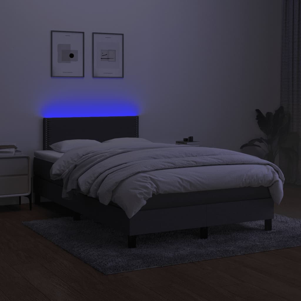Κρεβάτι Boxspring με Στρώμα & LED Σκ.Γκρι 120x190εκ. Υφασμάτινο - Pakobazaar