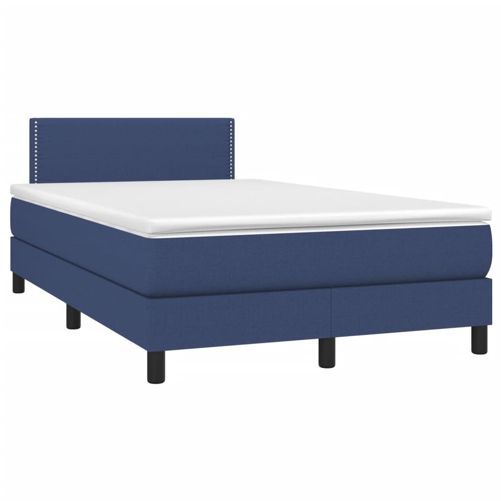 Κρεβάτι Boxspring με Στρώμα & LED Μπλε 120x190εκ. Υφασμάτινο