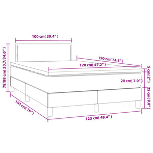 Κρεβάτι Boxspring με Στρώμα & LED Μπλε 120x190εκ. Υφασμάτινο