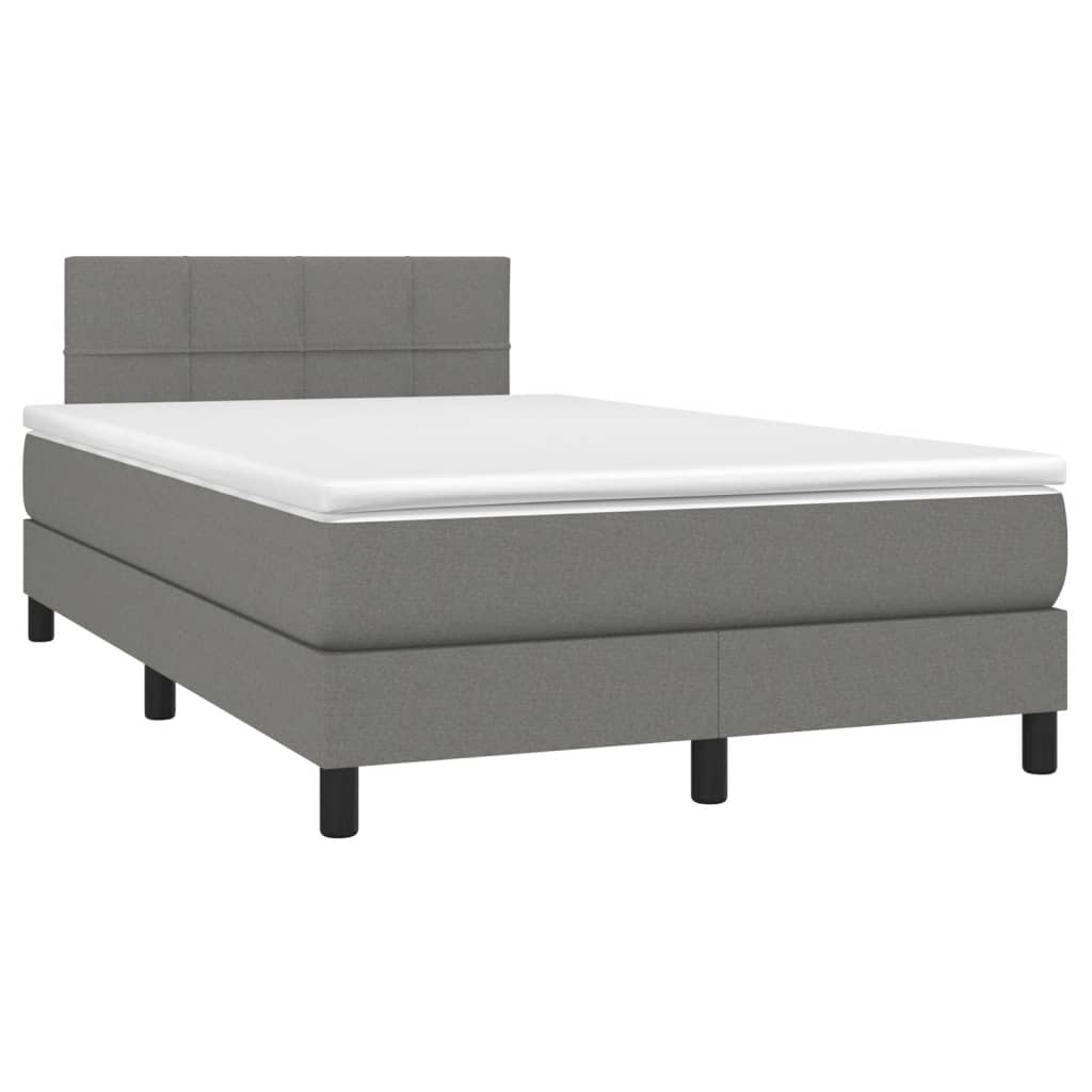 Κρεβάτι Boxspring με Στρώμα & LED Σκ.Γκρι 120x190εκ. Υφασμάτινο - Pakobazaar