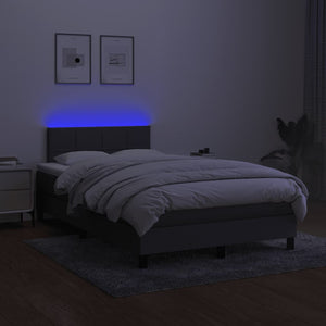 Κρεβάτι Boxspring με Στρώμα & LED Σκ.Γκρι 120x190εκ. Υφασμάτινο - Pakobazaar