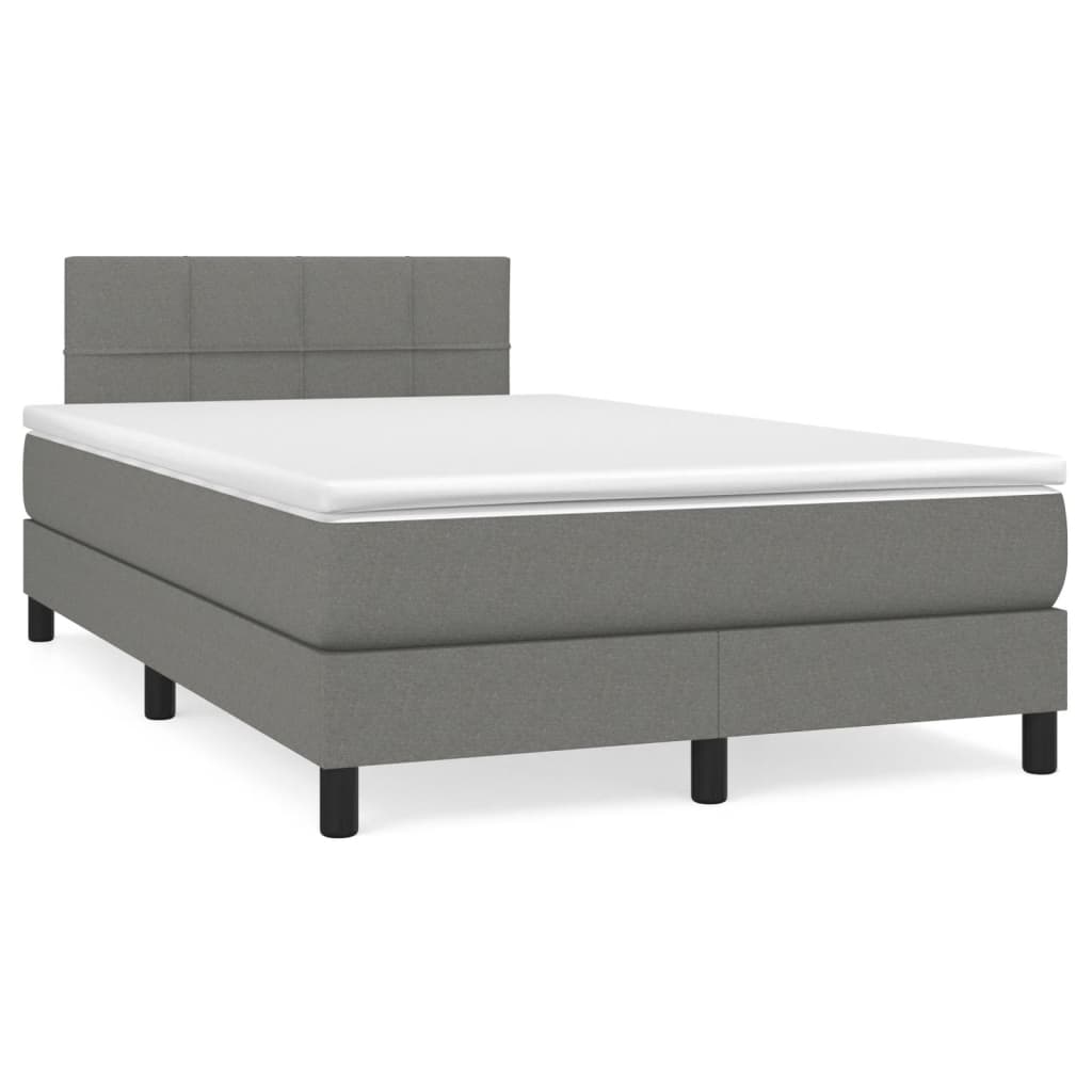 Κρεβάτι Boxspring με Στρώμα & LED Σκ.Γκρι 120x190εκ. Υφασμάτινο - Pakobazaar
