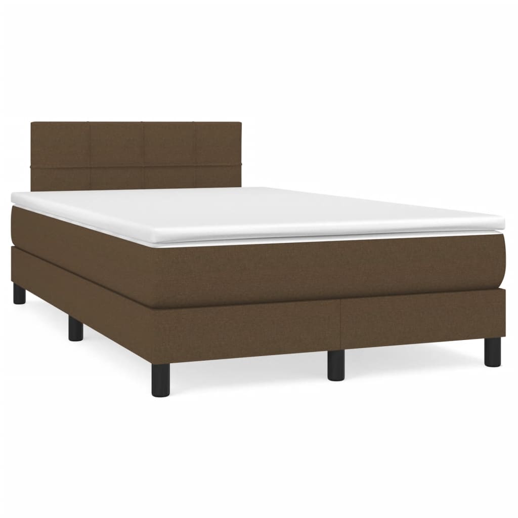 Κρεβάτι Boxspring με Στρώμα & LED Σκ.Καφέ 120x190εκ. Υφασμάτινο