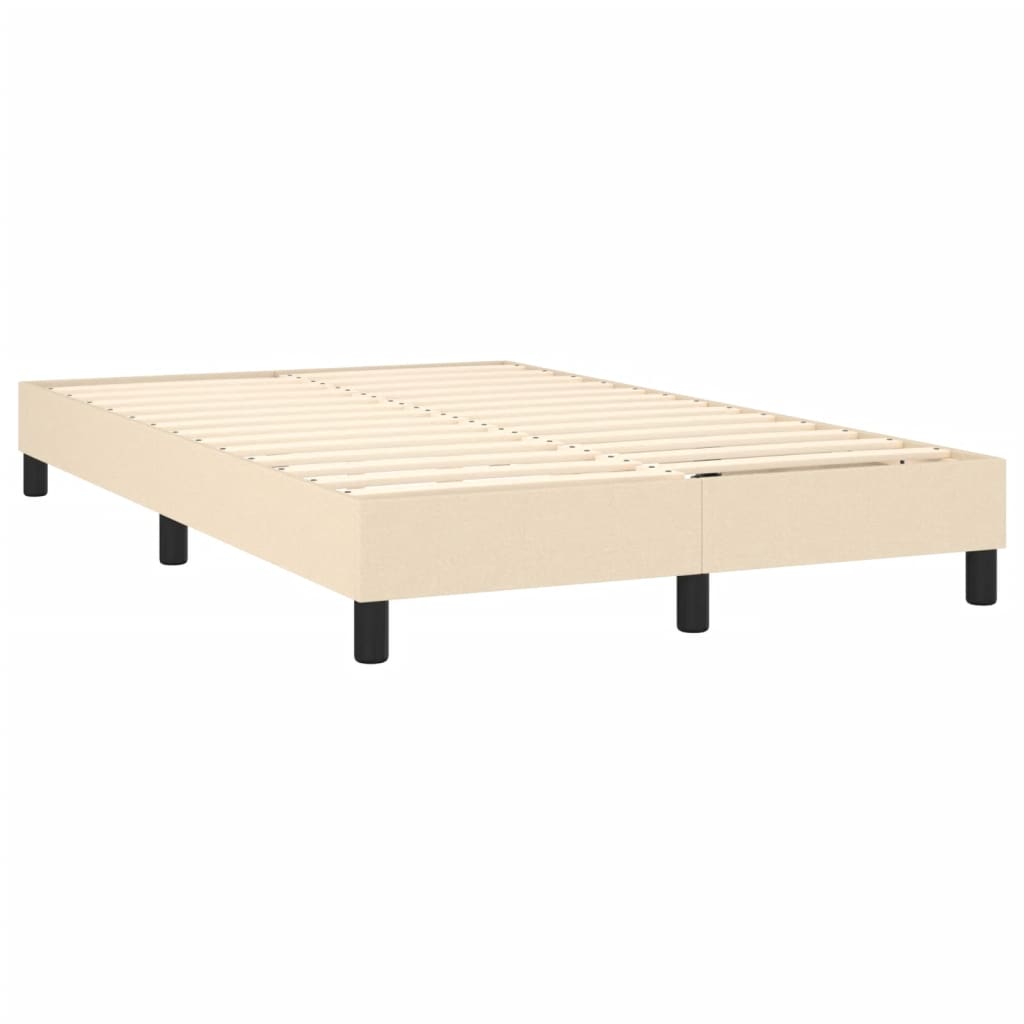 Κρεβάτι Boxspring με Στρώμα & LED Κρεμ 120x190 εκ. Υφασμάτινο