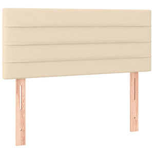 Κρεβάτι Boxspring με Στρώμα & LED Κρεμ 120x190 εκ. Υφασμάτινο