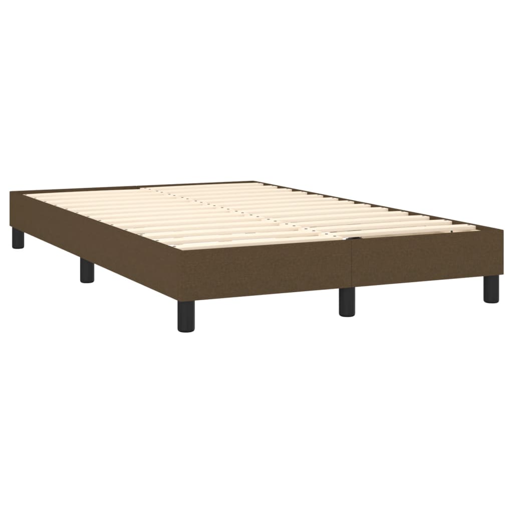 Κρεβάτι Boxspring με Στρώμα & LED Σκ.Καφέ 120x190εκ. Υφασμάτινο
