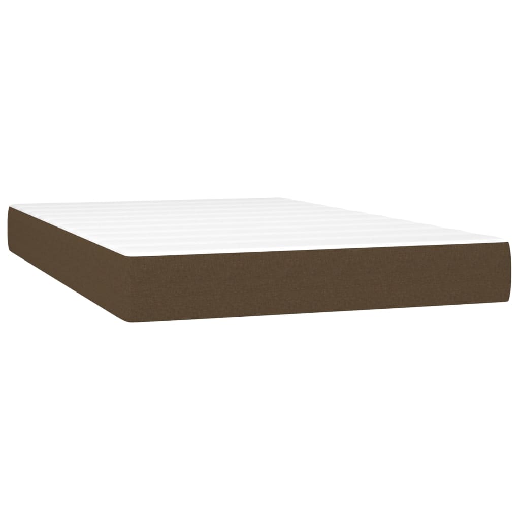 Κρεβάτι Boxspring με Στρώμα & LED Σκ.Καφέ 120x190εκ. Υφασμάτινο