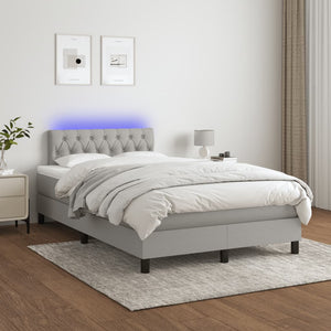 Κρεβάτι Boxspring με Στρώμα & LED Αν.Γκρι 120x190εκ. Υφασμάτινο