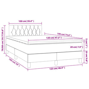 Κρεβάτι Boxspring με Στρώμα & LED Taupe 120x190 εκ. Υφασμάτινο