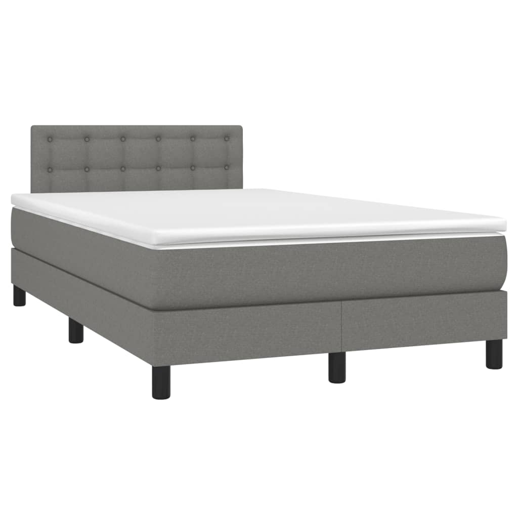 Κρεβάτι Boxspring με Στρώμα & LED Σκ.Γκρι 120x190εκ. Υφασμάτινο - Pakobazaar