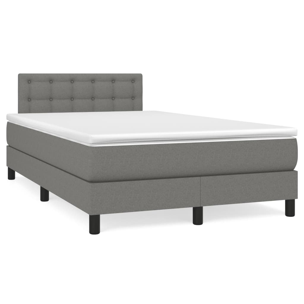 Κρεβάτι Boxspring με Στρώμα & LED Σκ.Γκρι 120x190εκ. Υφασμάτινο - Pakobazaar