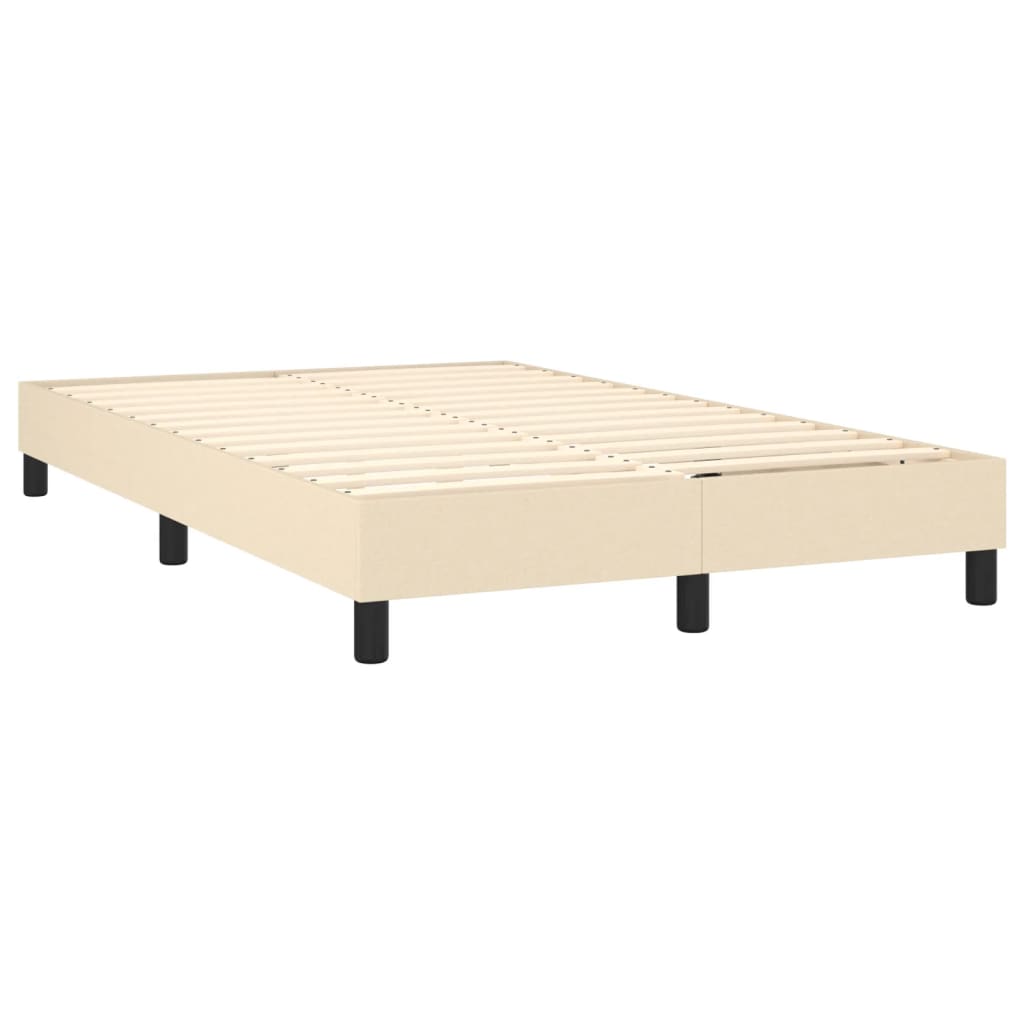 Κρεβάτι Boxspring με Στρώμα & LED Κρεμ 120x190 εκ. Υφασμάτινο