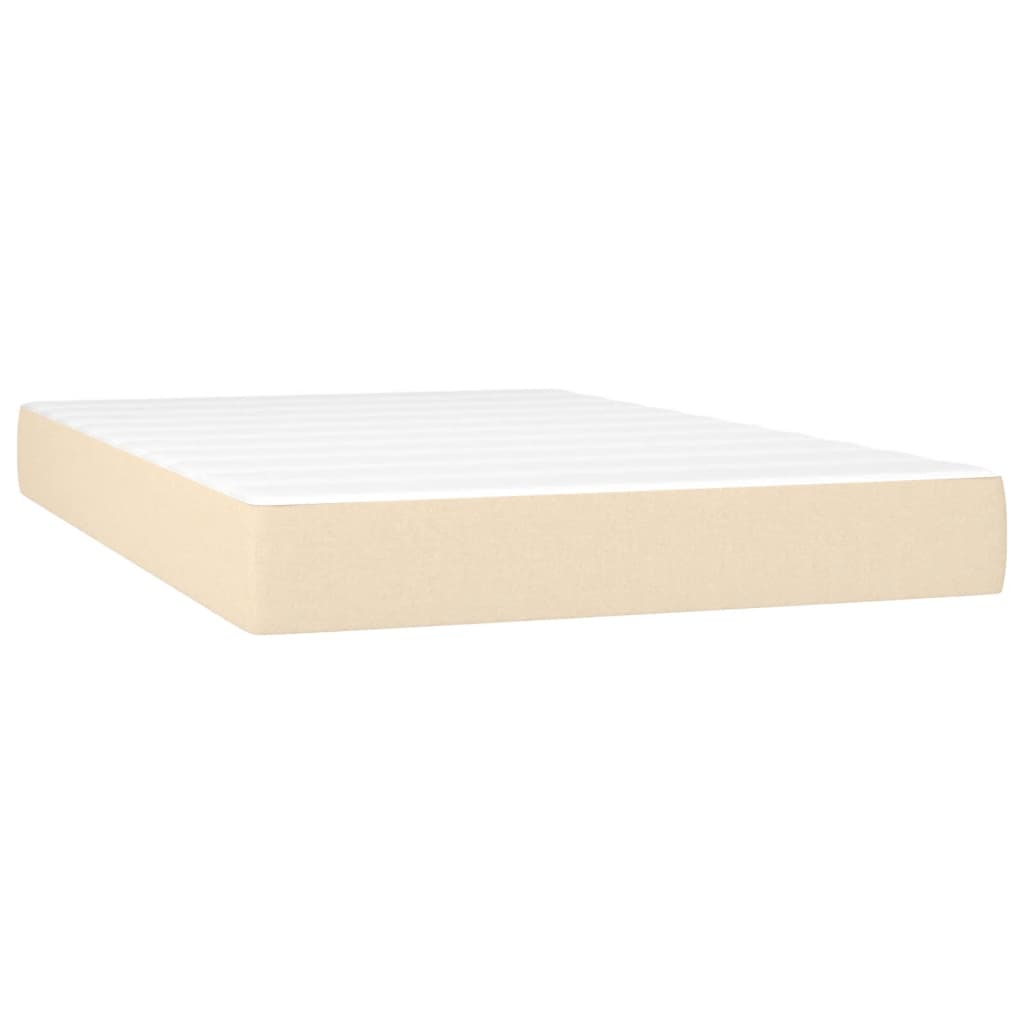 Κρεβάτι Boxspring με Στρώμα & LED Κρεμ 120x190 εκ. Υφασμάτινο