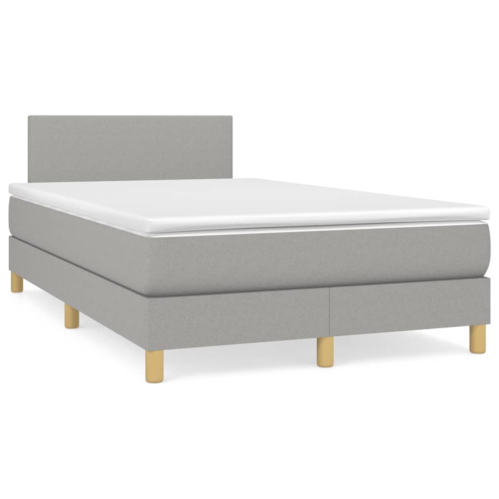 Κρεβάτι Boxspring με Στρώμα & LED Αν.Γκρι 120x190εκ. Υφασμάτινο