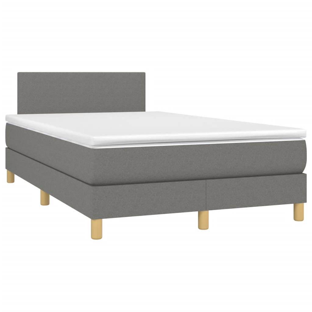 Κρεβάτι Boxspring με Στρώμα & LED Σκ.Γκρι 120x190εκ. Υφασμάτινο - Pakobazaar