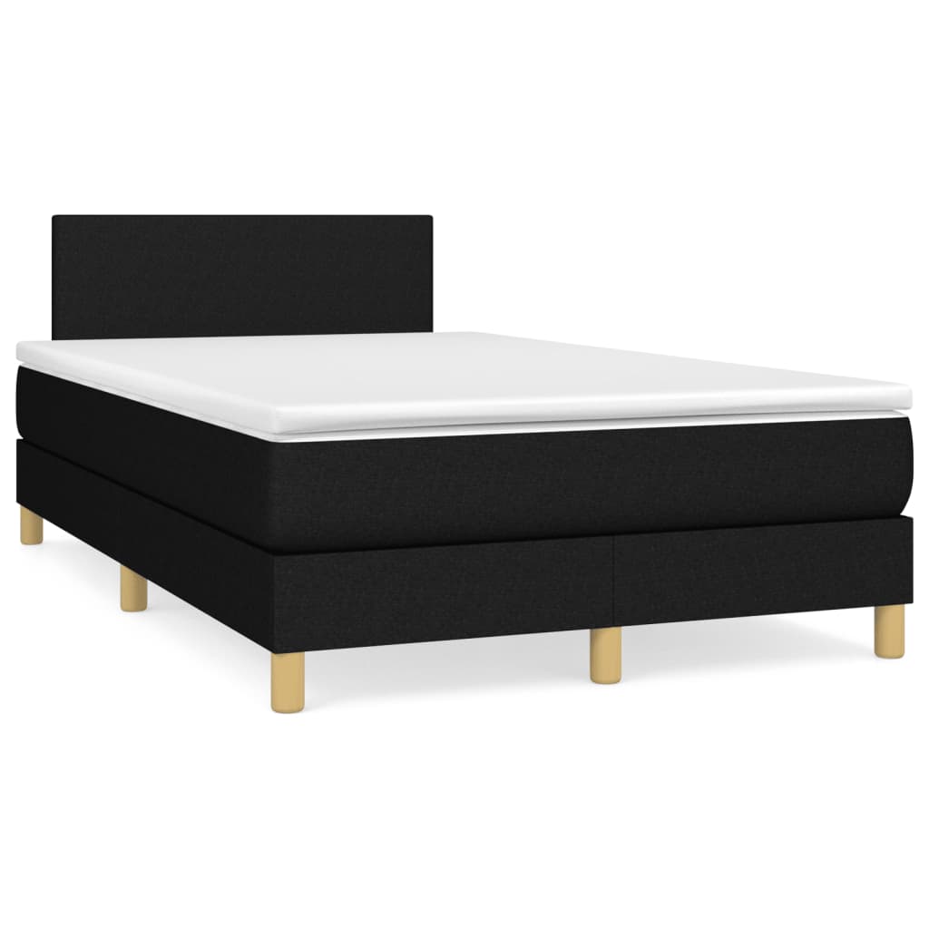 Κρεβάτι Boxspring με Στρώμα & LED Μαύρο 120x190 εκ. Υφασμάτινο