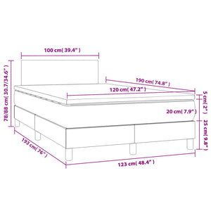 Κρεβάτι Boxspring με Στρώμα & LED Taupe 120x190 εκ. Υφασμάτινο