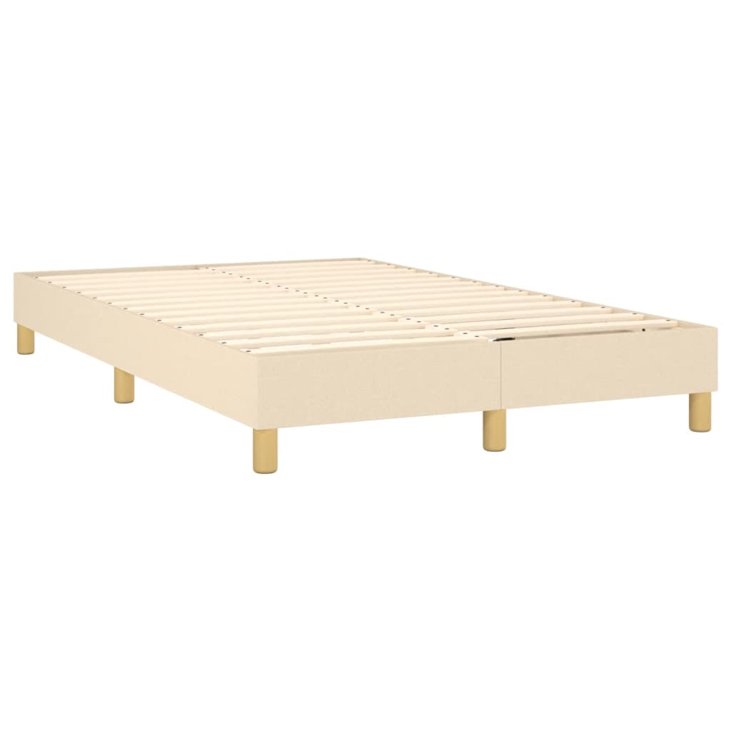 Κρεβάτι Boxspring με Στρώμα & LED Κρεμ 120x190 εκ. Υφασμάτινο