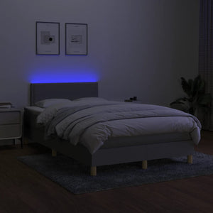 Κρεβάτι Boxspring με Στρώμα & LED Αν.Γκρι 120x190εκ. Υφασμάτινο