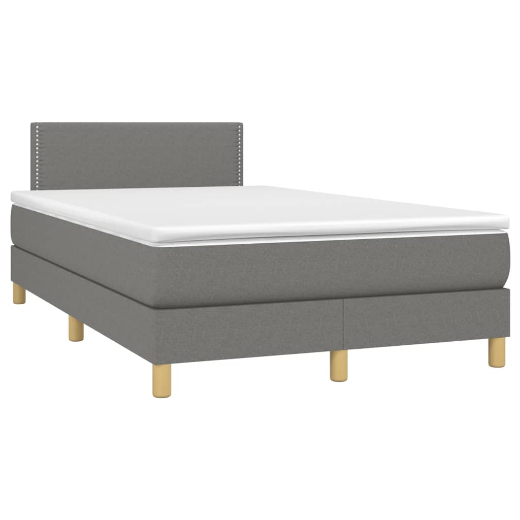 Κρεβάτι Boxspring με Στρώμα & LED Σκ.Γκρι 120x190εκ. Υφασμάτινο - Pakobazaar
