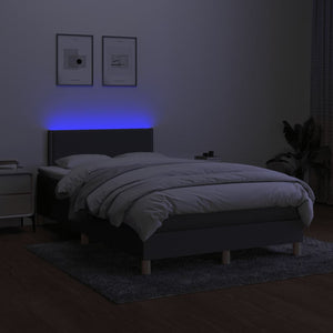 Κρεβάτι Boxspring με Στρώμα & LED Σκ.Γκρι 120x190εκ. Υφασμάτινο - Pakobazaar