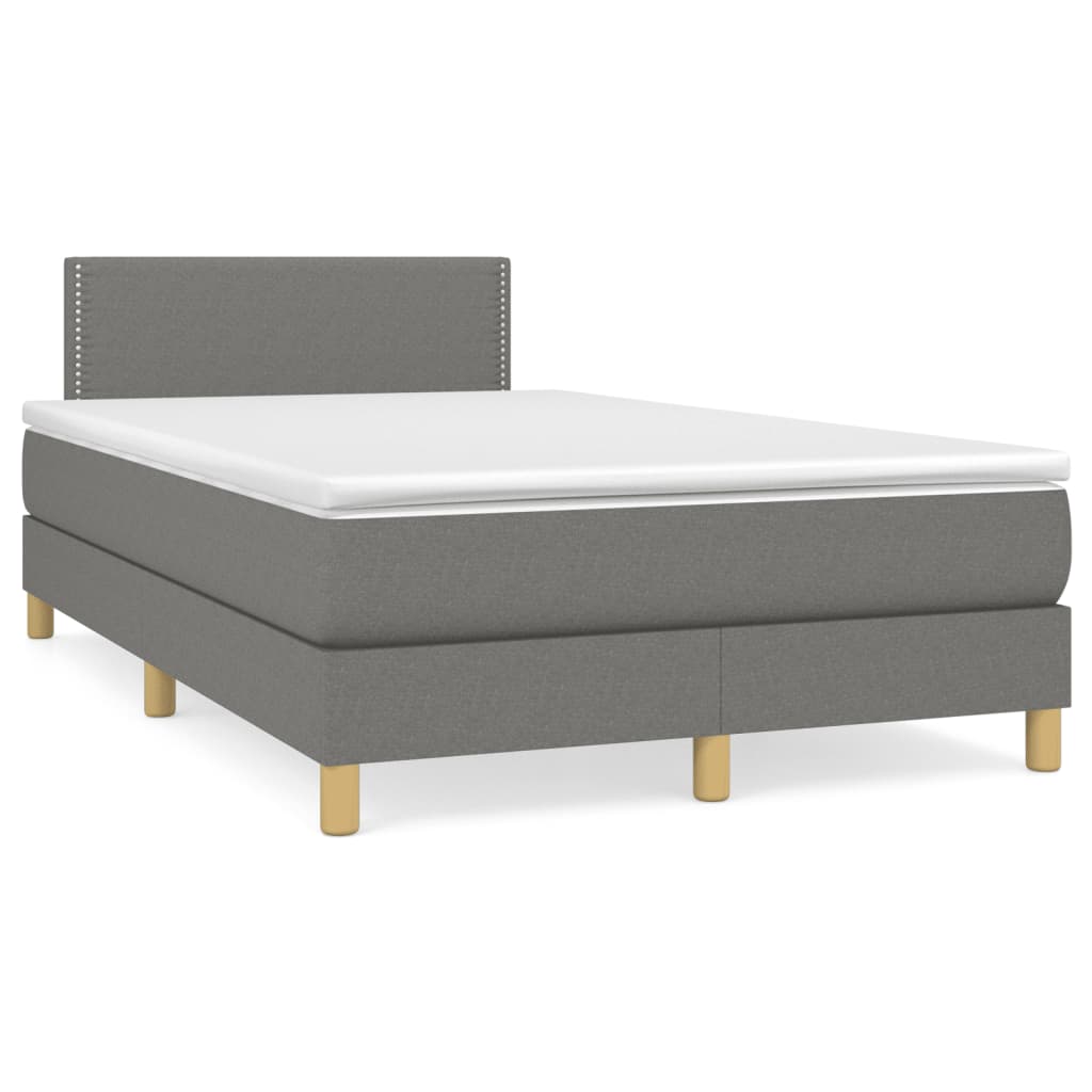Κρεβάτι Boxspring με Στρώμα & LED Σκ.Γκρι 120x190εκ. Υφασμάτινο - Pakobazaar