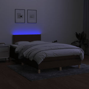 Κρεβάτι Boxspring με Στρώμα & LED Σκ.Καφέ 120x190εκ. Υφασμάτινο