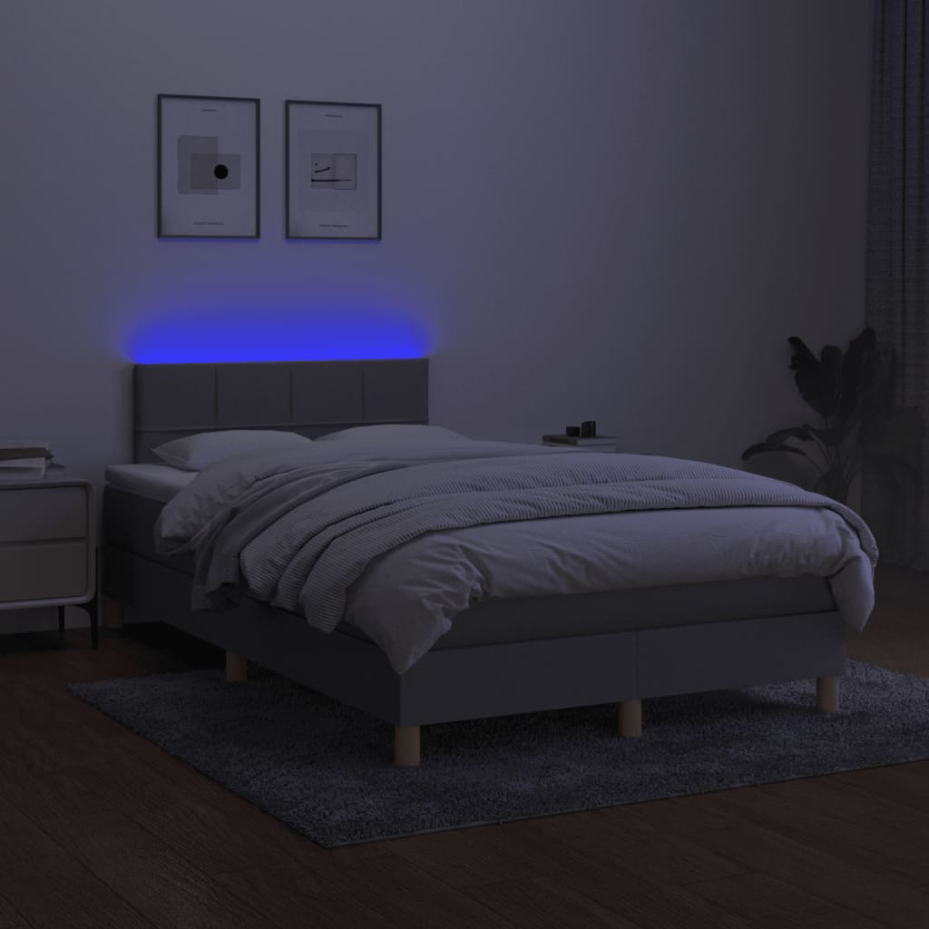 Κρεβάτι Boxspring με Στρώμα & LED Αν.Γκρι 120x190εκ. Υφασμάτινο